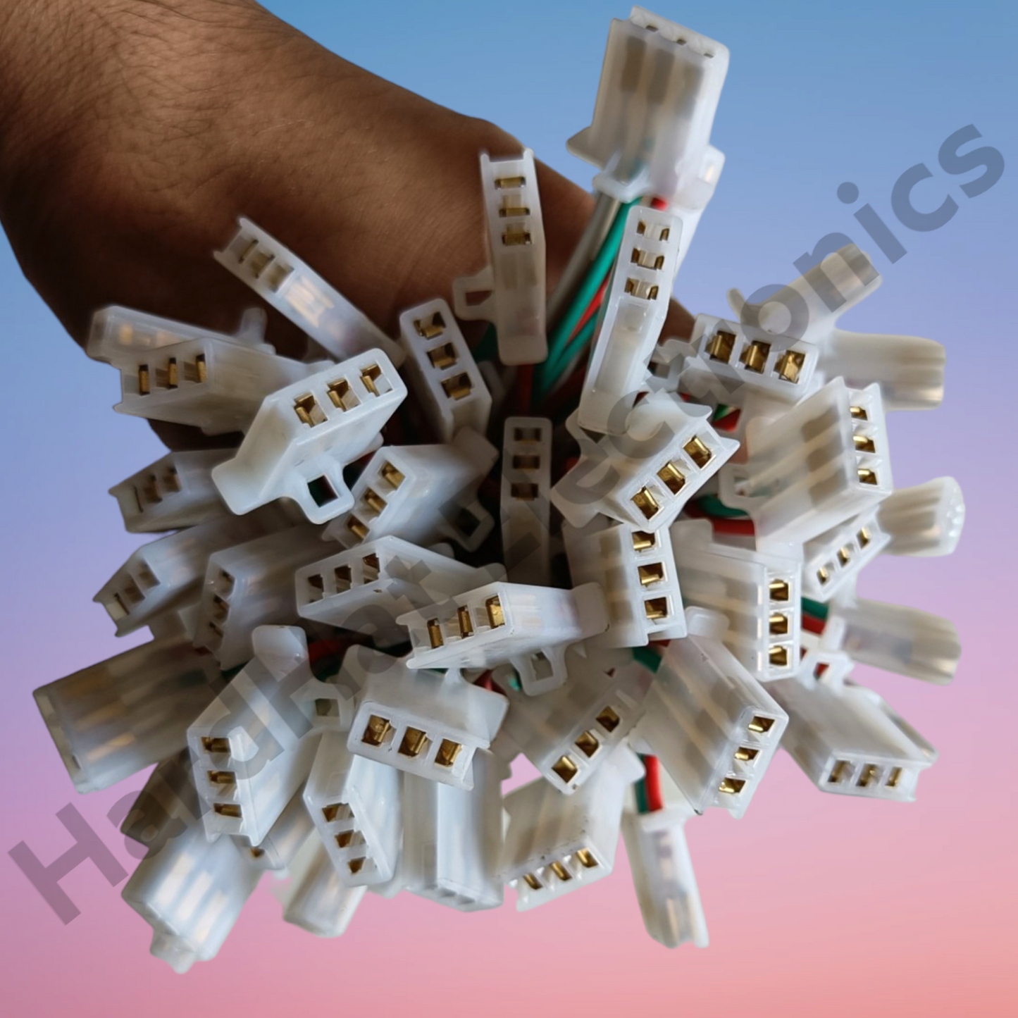 3 पिन पुरुष-महिला पिक्सेल कनेक्टर।