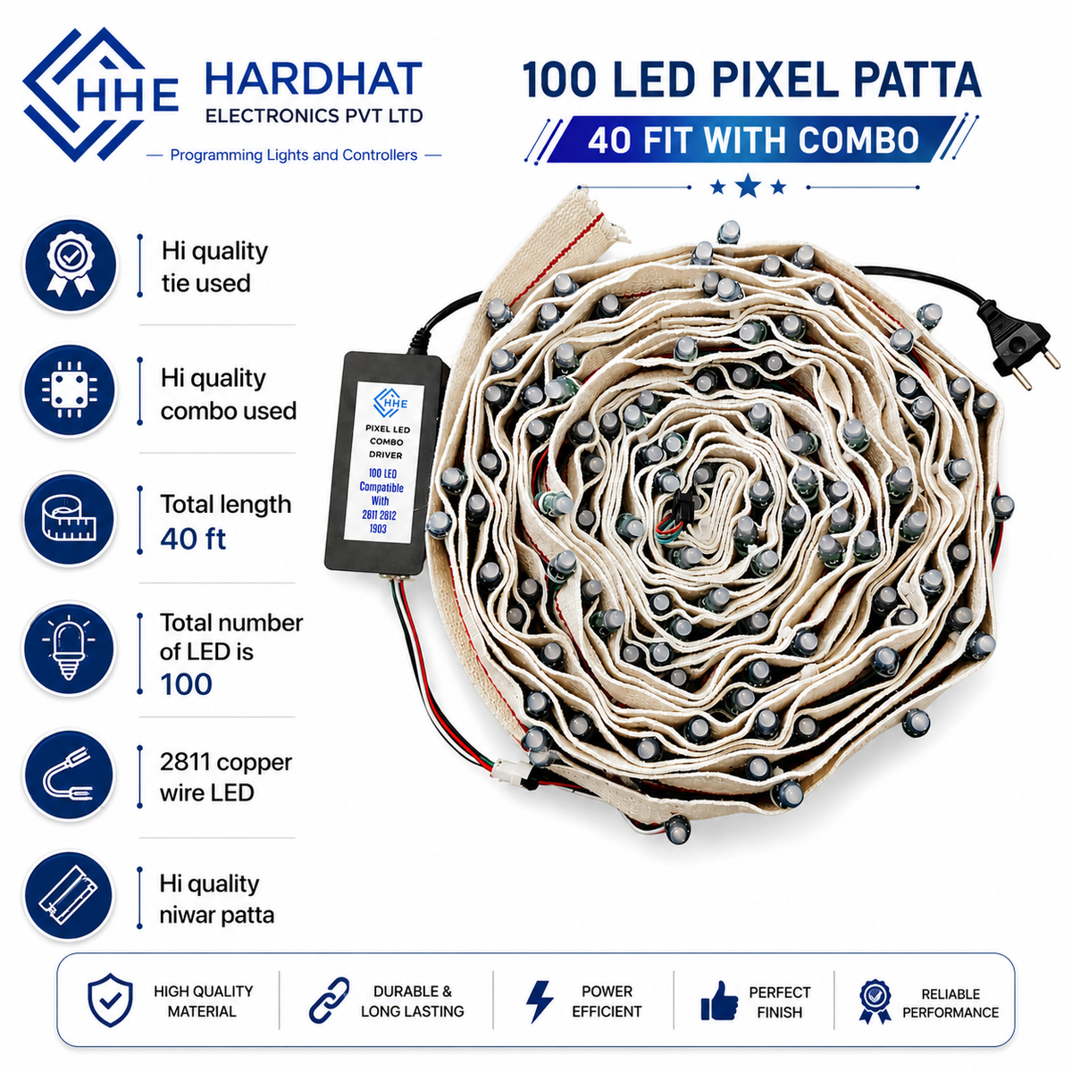 Pixel Patta 100 led+ Combo set पिक्सल पट्टा 100 बल्ब का पट्टे में टाई लगा हुआ , कॉम्बो के साथ