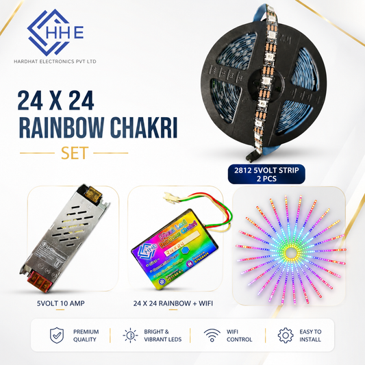 24 X 24 Rainbow set DIY(2 पीस 2812 Strip + रैन्बो कन्ट्रोलर + सप्लाइ  5 वॉल्ट 10 ऐम्प LG)