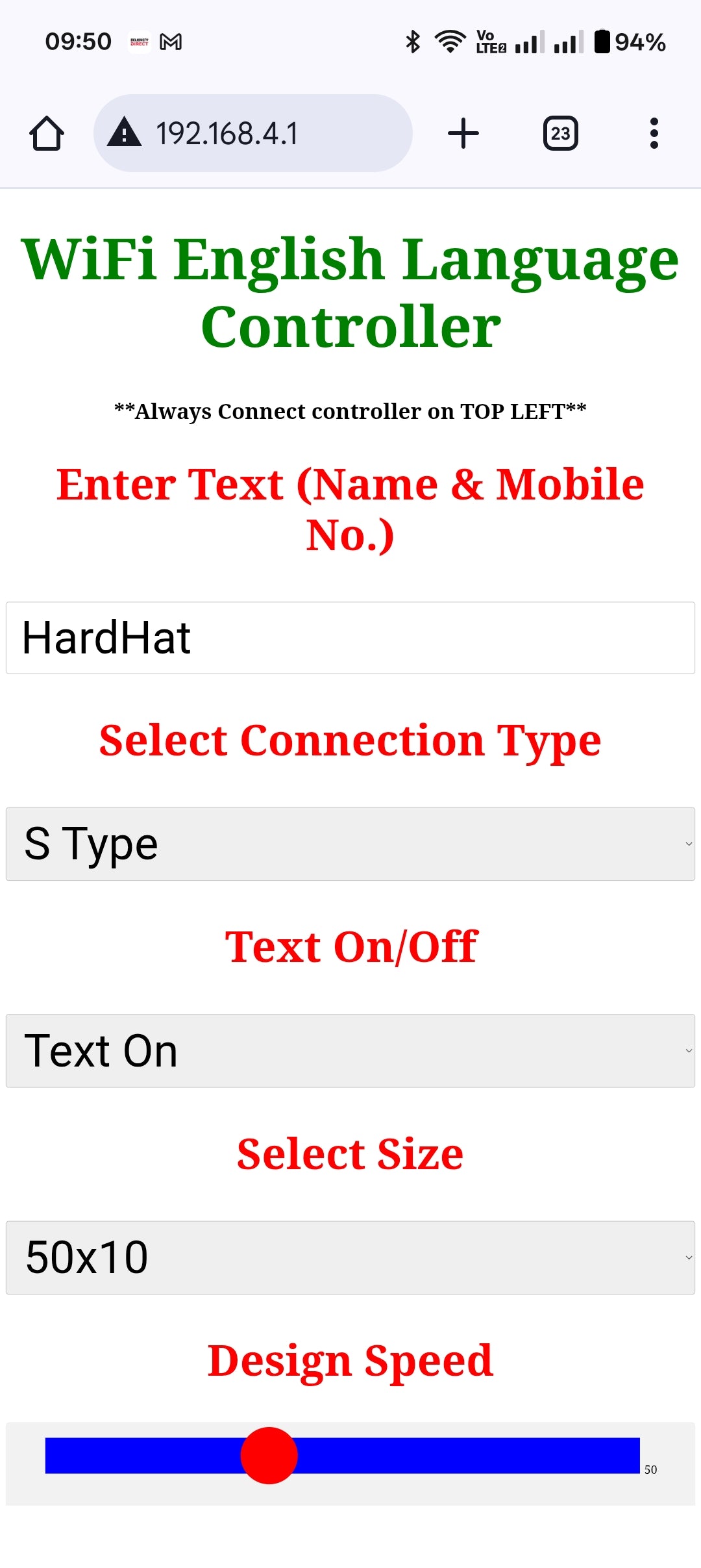 50 X 20 building/road Controller