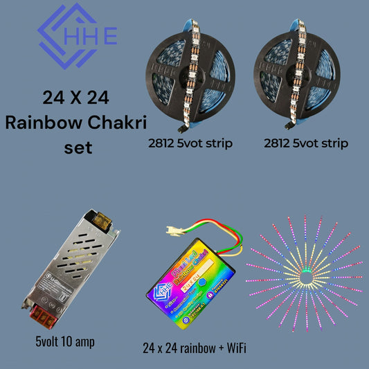 24 X 24 Rainbow set DIY(2 पीस 2812 Strip + रैन्बो कन्ट्रोलर + सप्लाइ  5 वॉल्ट 10 ऐम्प LG)