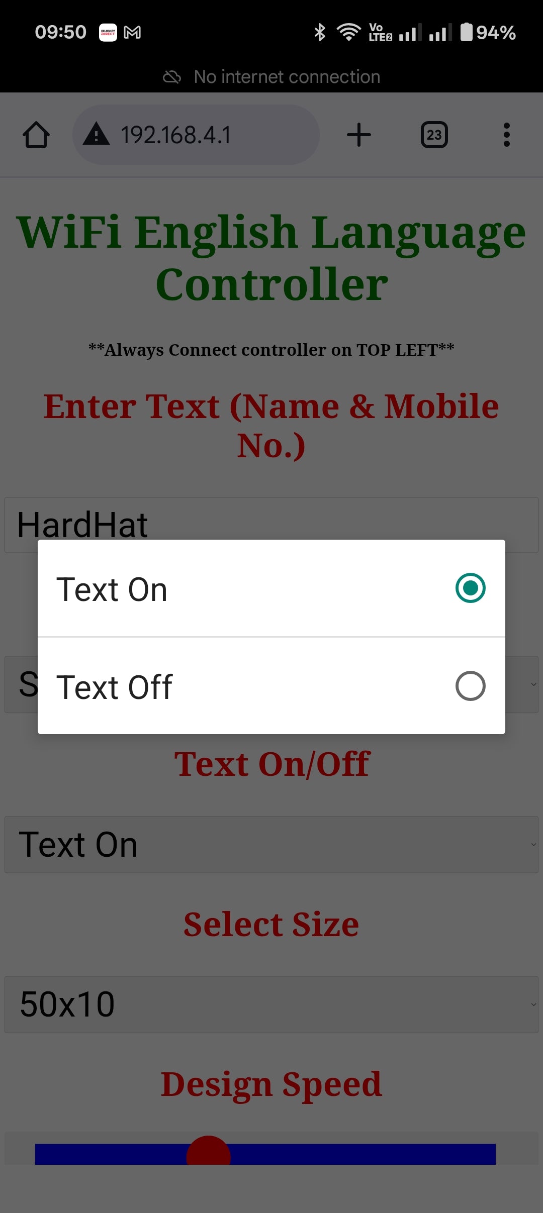 50 X 20 building/road Controller